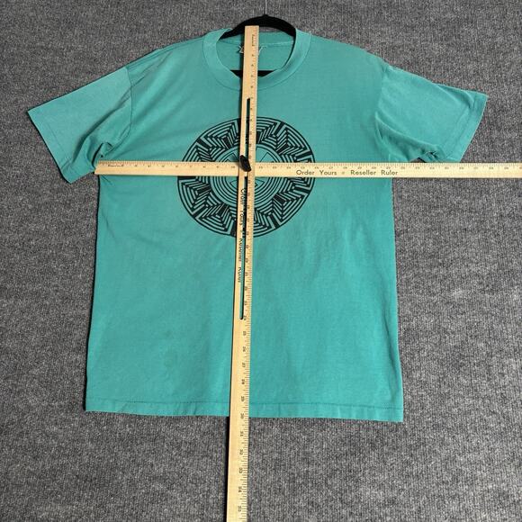 Vintage Oneita Shirt Men’s XL Turquoise Power 50 Sun‎ Maze Graphic USA Made - Picture 7 of 10